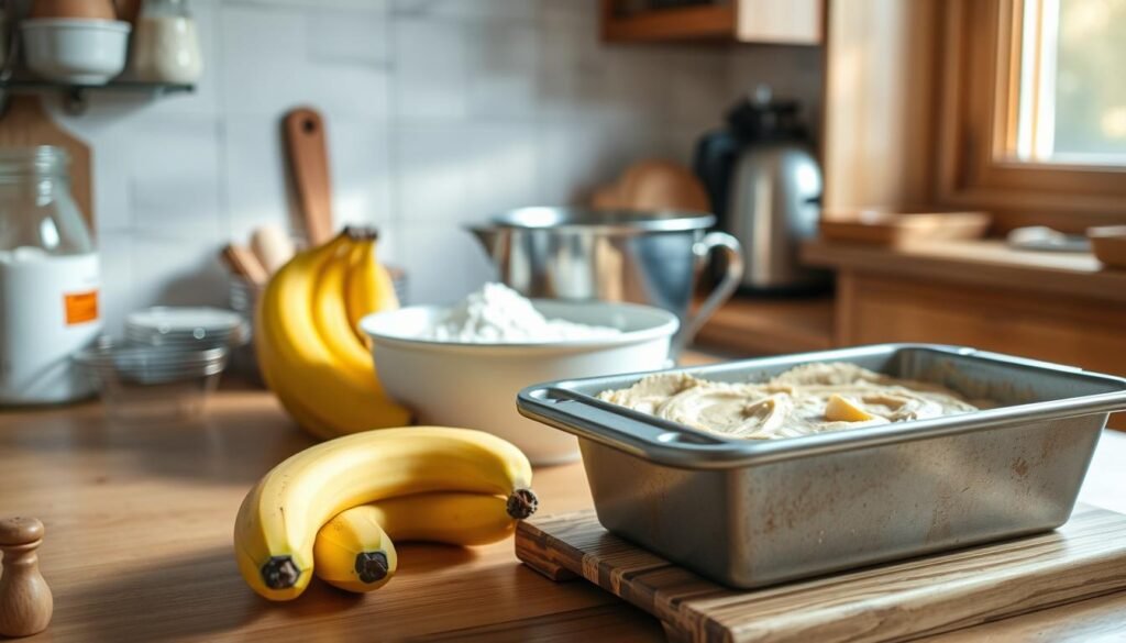 Baking banana bread