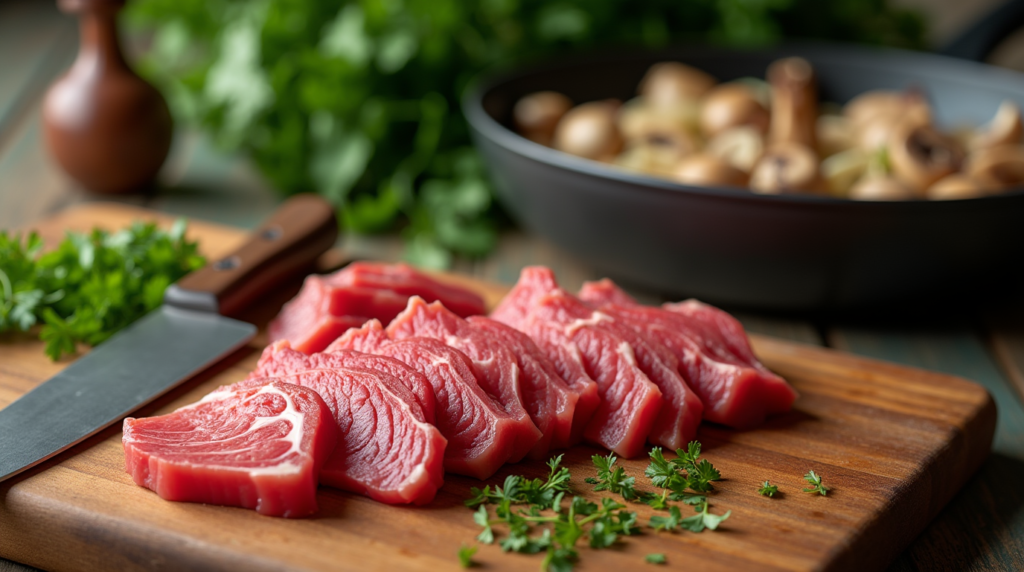 Prepping Beef for Stroganoff