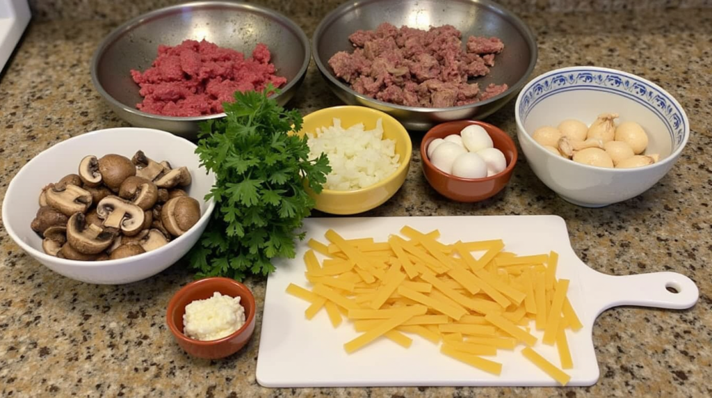 Assembling beef stroganoff